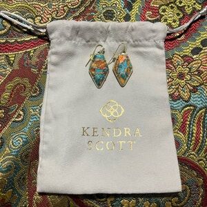 Kendra Scott Turquoise and Orange Drop Earrings